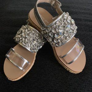 Michael Kors COLLECTION - Lafayette Embellished Metallic Snakeskin Sandal - 6